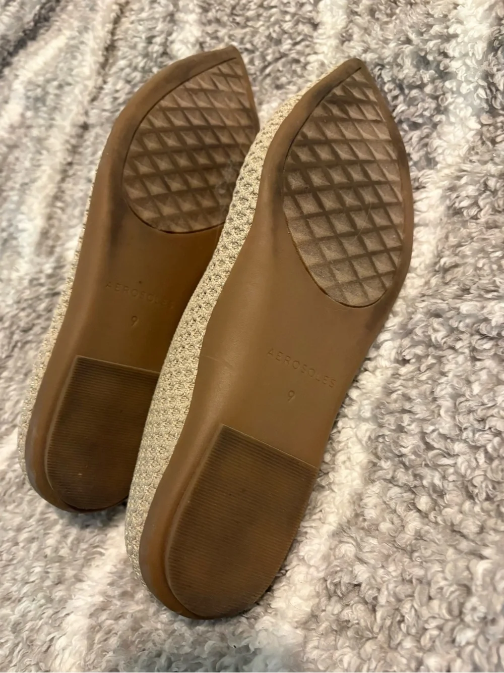 AEROSOLES Pointed Knit Ballet Flats in Light Tan